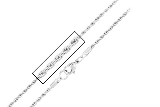 Flashy Trends 2.5mm Stainless Steel 24" Rope Chain