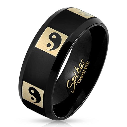 Black Stainless Steel Yin Yang Ring