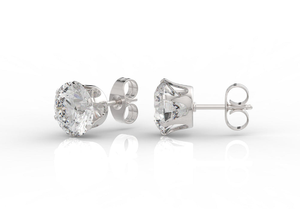 Women's Round Clear Cubic Zirconia (CZ) Stainless Steel Stud Earring 10 Pairs Assorted Sizes