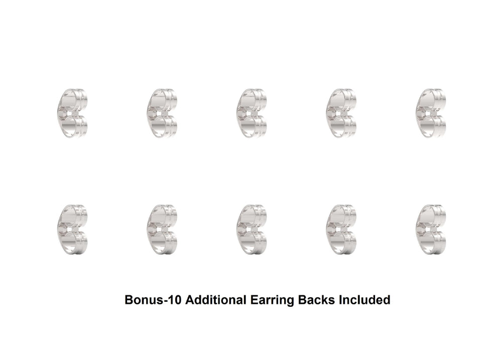 Women's Round Clear Cubic Zirconia (CZ) Stainless Steel Stud Earring 10 Pairs Assorted Sizes