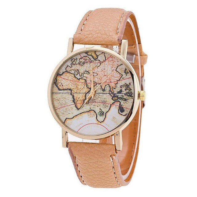 Flashy Trends Women's Fashion Analog Quartz World Map Wrist Watch in 3 Colors