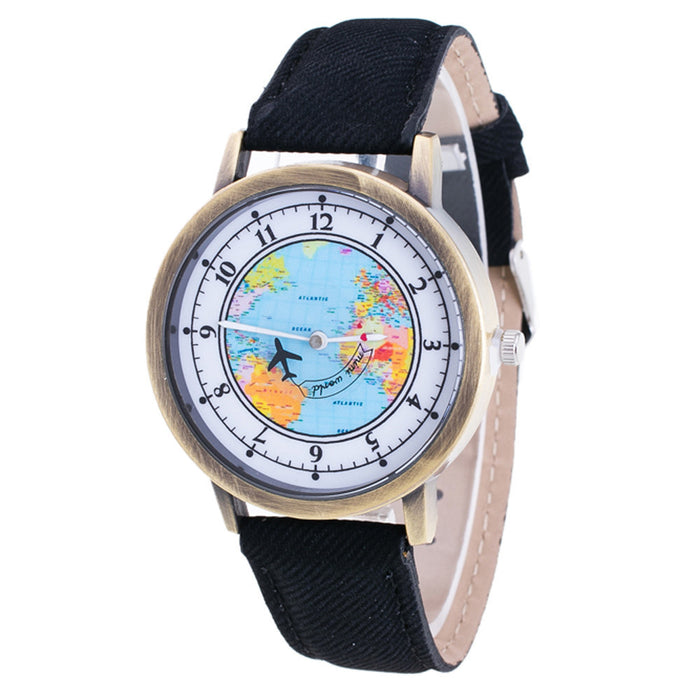 Flashy Trends Women's Fashion World Map Analog Quartz Wrist Watch in 7 Colors