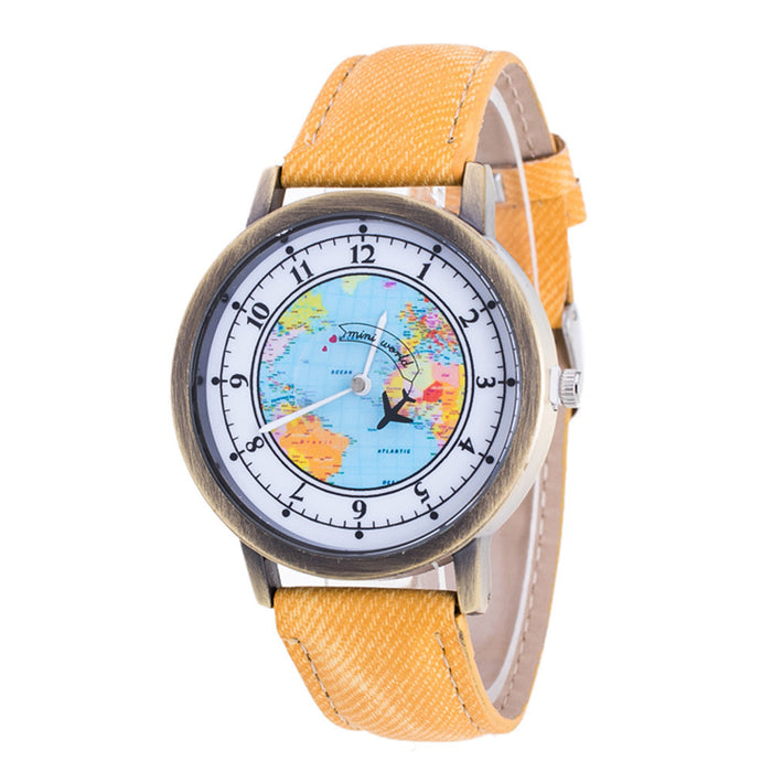 Flashy Trends Women's Fashion World Map Analog Quartz Wrist Watch in 7 Colors