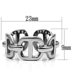 Polished stainless steel Women's Fashion Ring with an Interlocking Chain