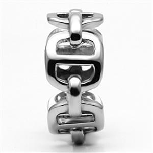 Polished stainless steel Women's Fashion Ring with an Interlocking Chain