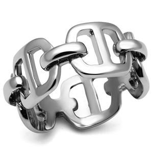 Polished stainless steel Women's Fashion Ring with an Interlocking Chain