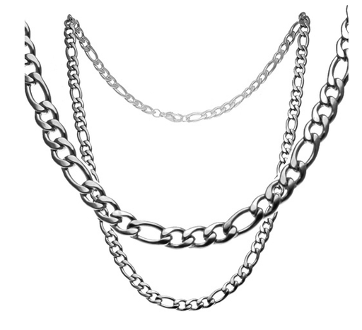Flashy Trends 6mm Stainless Steel Figaro 30" Chain