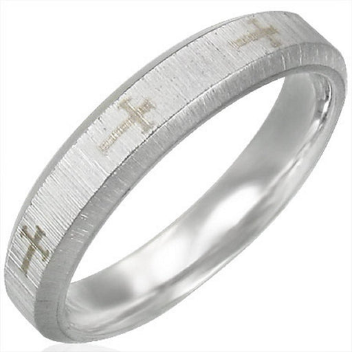 4 mm Satin Finished 2 Tone Stainless Steel Band Ring with Beveled Edge & Comfort Fit
