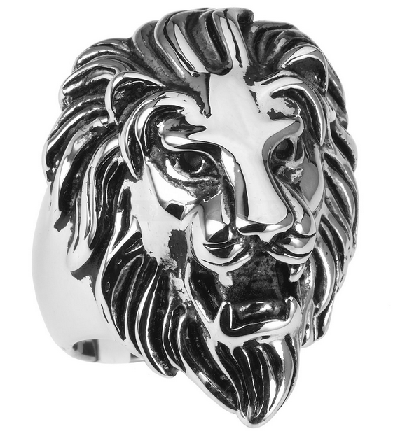 Men's Stainless Steel Lion Head Ring