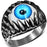 Stainless Steel 316L 2-Tone Blue Eyeball Shark Tooth Ring