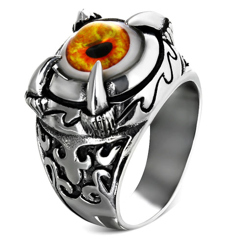 Stainless Steel 316L 2-Tone Orange Eyeball Dragon Claw Ring