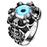 Stainless Steel 316L Blue Eye Ring With Claw & Skulls