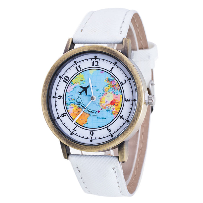 Flashy Trends Women's Fashion World Map Analog Quartz Wrist Watch in 7 Colors