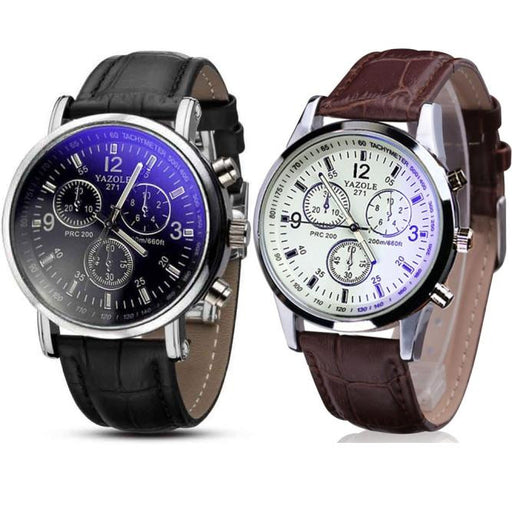 Flashy Trends 2PC Men's Glass Quartz Analog Watches