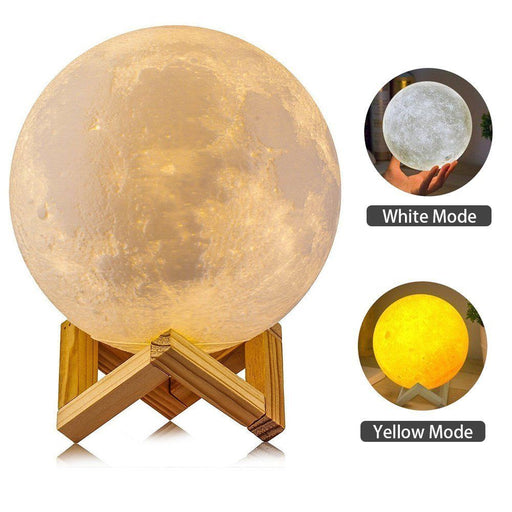 Flashy Trends LED Night Light 3D Printing Moon Lamp with Dim Touch Control & USB Charging