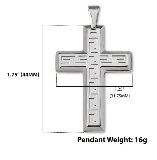 Stainless Steel Figaro Chain 24" (61cm) Long and GODSON Cross Pendant for Men or Women